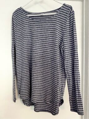 Old Navy Navy & White Striped Long-Sleeve Top